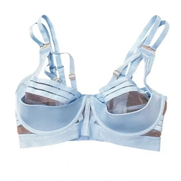 Honey Birdette Linda C Light Blue Mesh Bra Size 32G Bondage